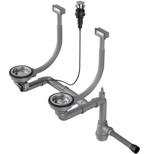 Арматура для двухчашевых моек Omoikiri WK-2 с клапаном-автомат Сталь 4956484