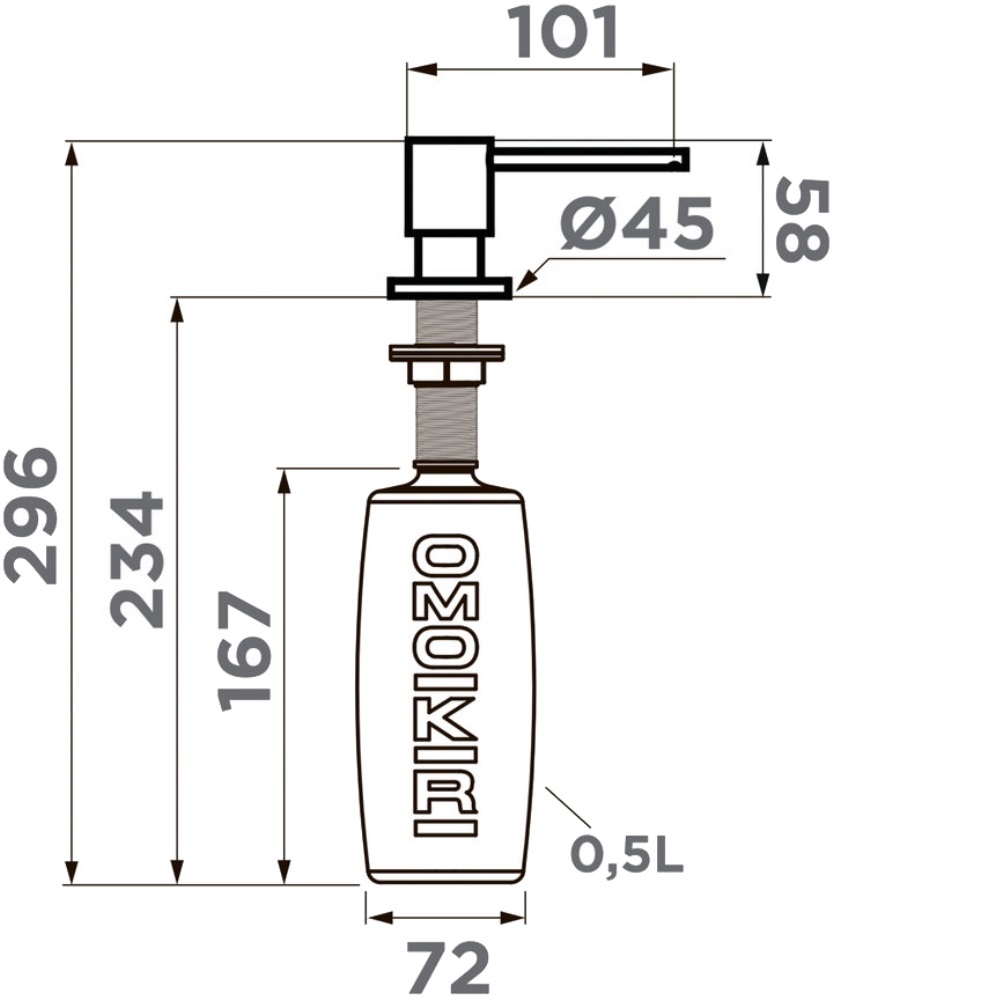 Дозатор встраиваемый Omoikiri OM-03 Серый матовый 4995046 — изображение 3