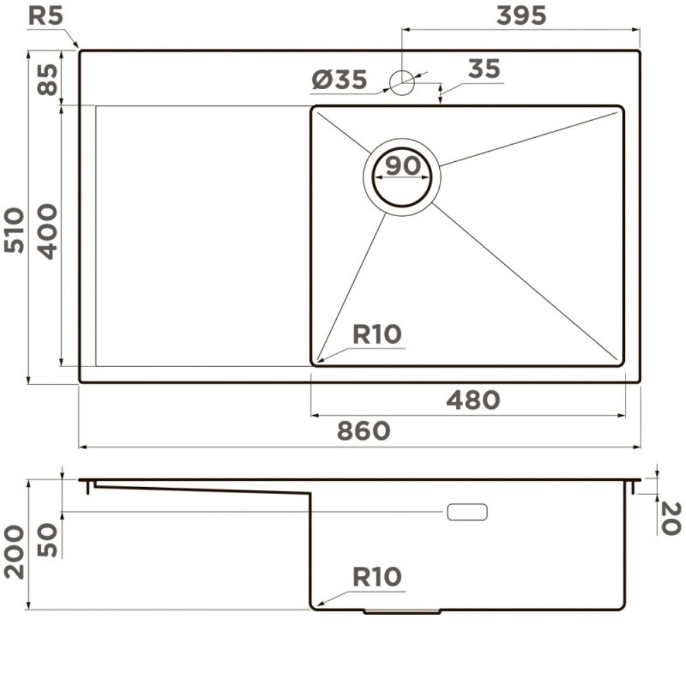 Мойка кухонная Omoikiri Akisame 86 правая Хром 4997042 — изображение 4